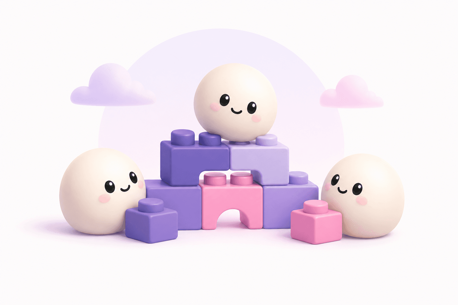 A team of mochi building together